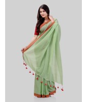 DESH BIDESH Women`s Handloom Pure Cotton Saree Abhiprithi Royal Design Without Blouse Piece(Green)